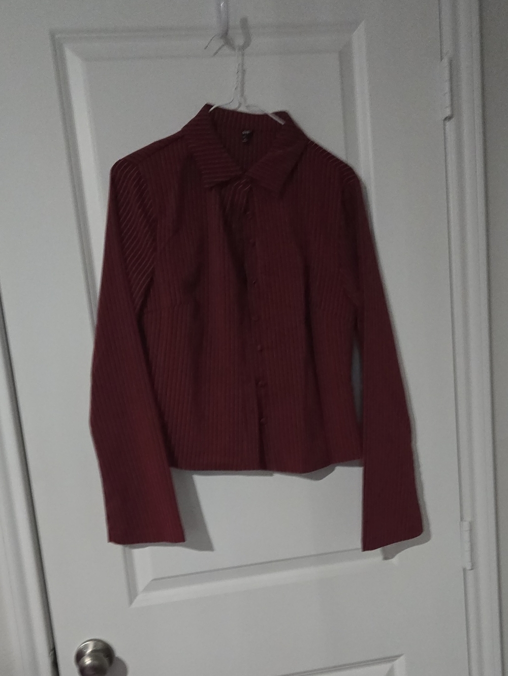 SHEIN Burgundy Pinstripe Button-Down Shirt